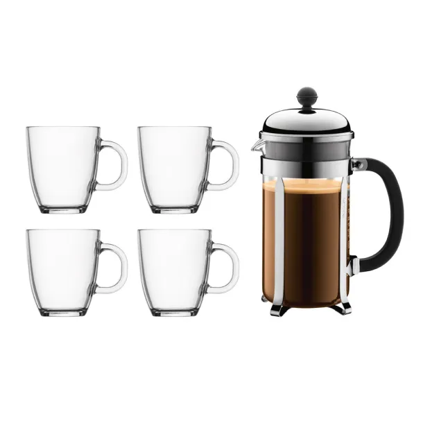 CHAMBORD SET Plastic press coffee maker and cups