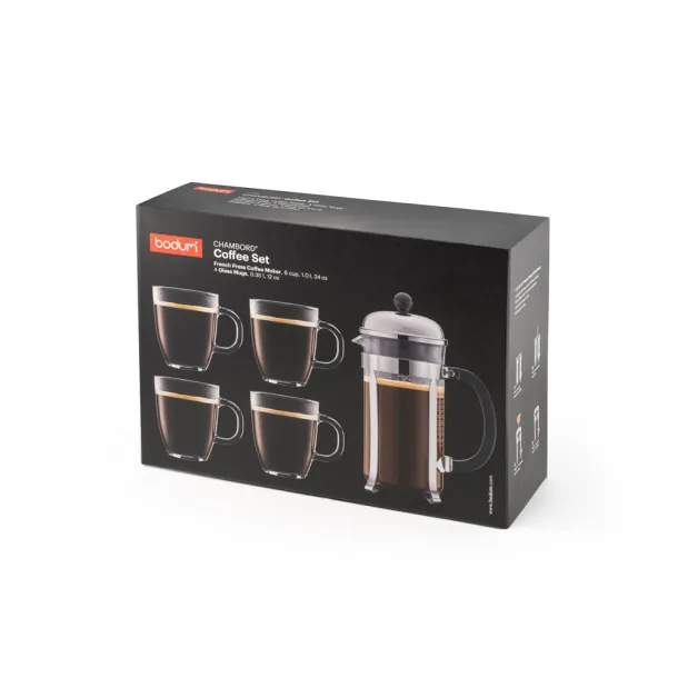 CHAMBORD SET Plastic press coffee maker and cups