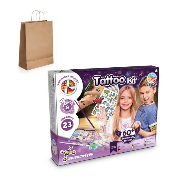 Tattoo Factory Kit III Edukativna igra isporučuje se s poklon vrećicom od kraft papira (115 g/m²)