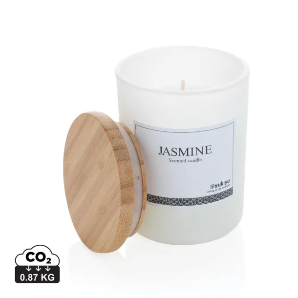  Ukiyo deluxe scented candle with bamboo lid - Ukiyo White 