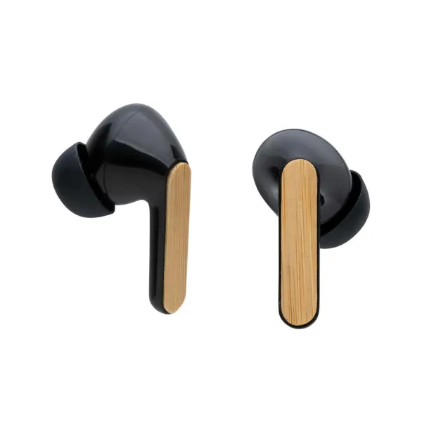  RCS recycled plastic & bamboo TWS earbuds - XD Collection Brown 