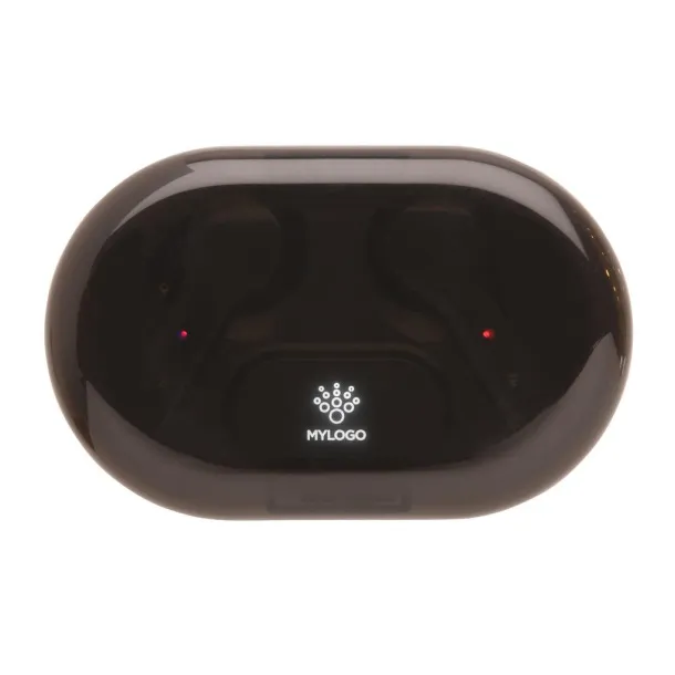  Light up logo TWS earbuds in charging case - XD Collection Black 