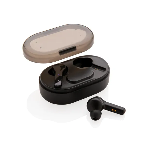  Light up logo TWS earbuds in charging case - XD Collection Black 