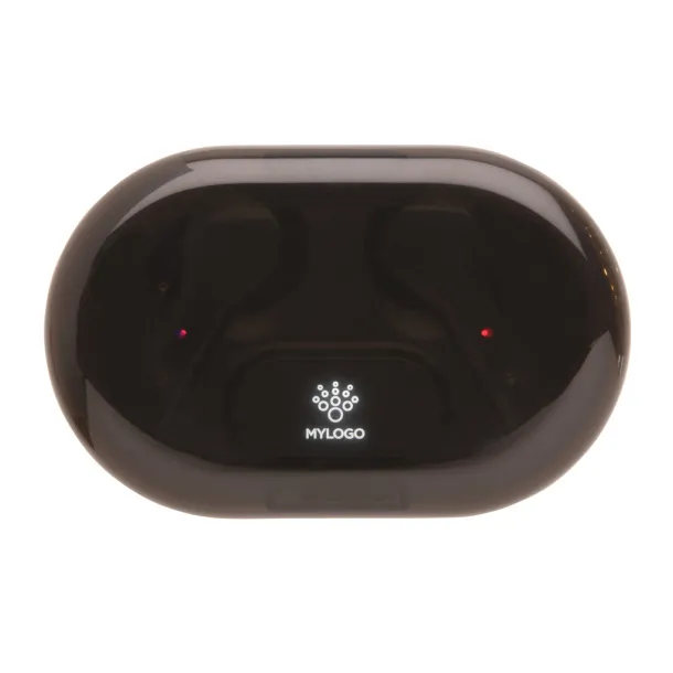  Light up logo TWS earbuds in charging case - XD Collection Black 