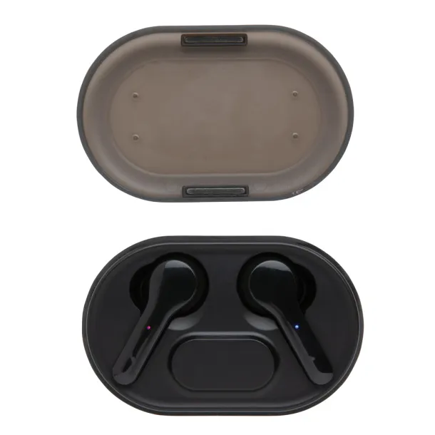  Light up logo TWS earbuds in charging case - XD Collection Black 