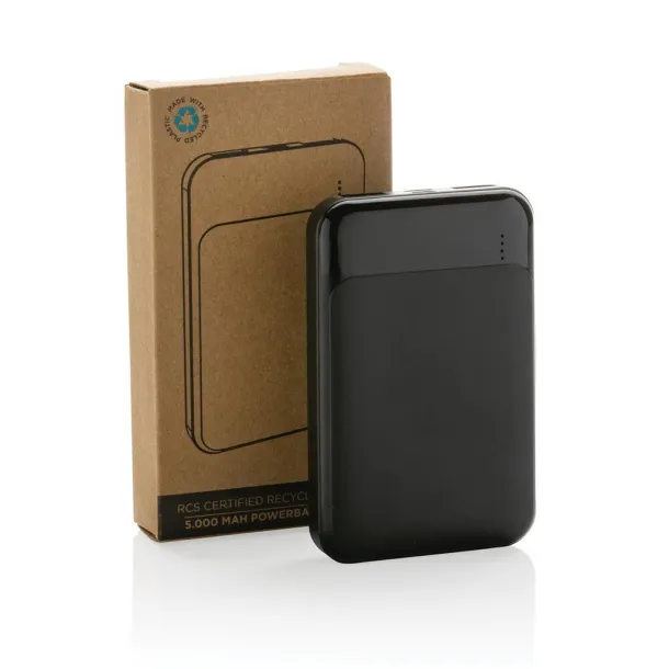 Prijenosna baterija od RCS reciklirane plastike, 5 000 mAh - XD Collection Crna