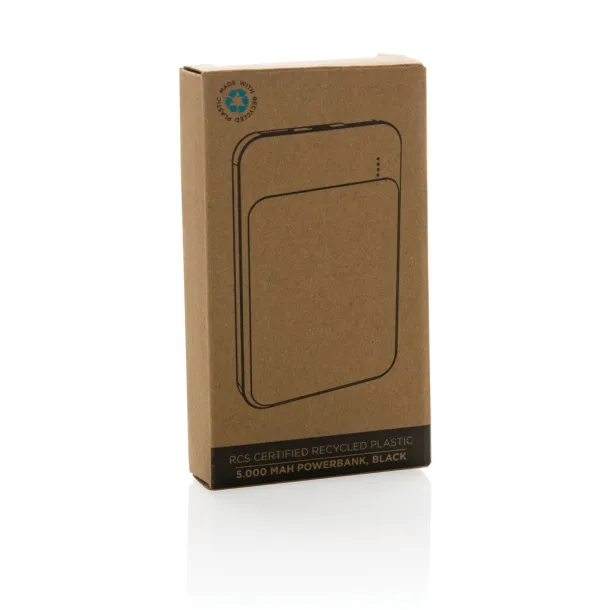  Prijenosna baterija od RCS reciklirane plastike, 5 000 mAh - XD Collection Crna