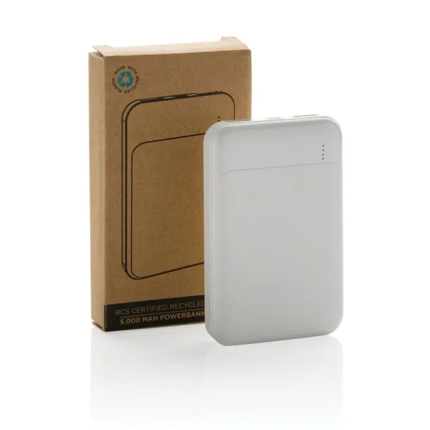  RCS recycled plastic 5.000 mAh powerbank - XD Collection White 