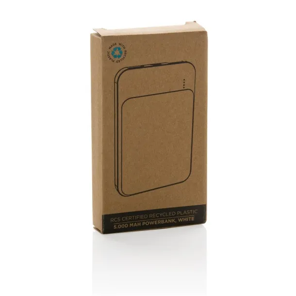  Prijenosna baterija od RCS reciklirane plastike, 5 000 mAh - XD Collection Bijela