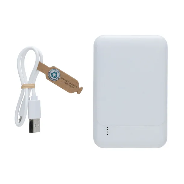  Prijenosna baterija od RCS reciklirane plastike, 5 000 mAh - XD Collection Bijela