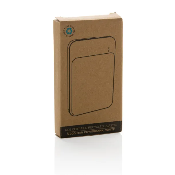  Prijenosna baterija od RCS reciklirane plastike, 5 000 mAh - XD Collection Bijela