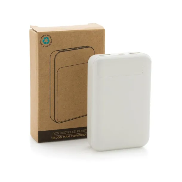  RCS standard recycled plastic 10.000 mAh powerbank - XD Collection White 