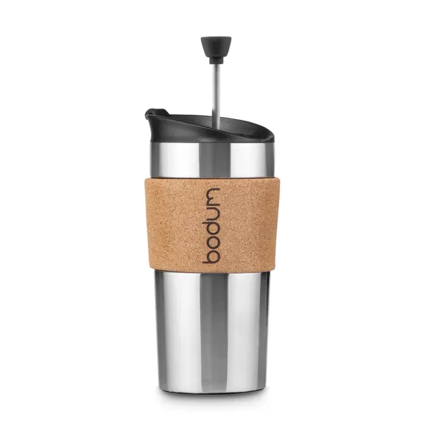 TRAVEL PRESS CORK Putna šalica, 450 ml Prirodna