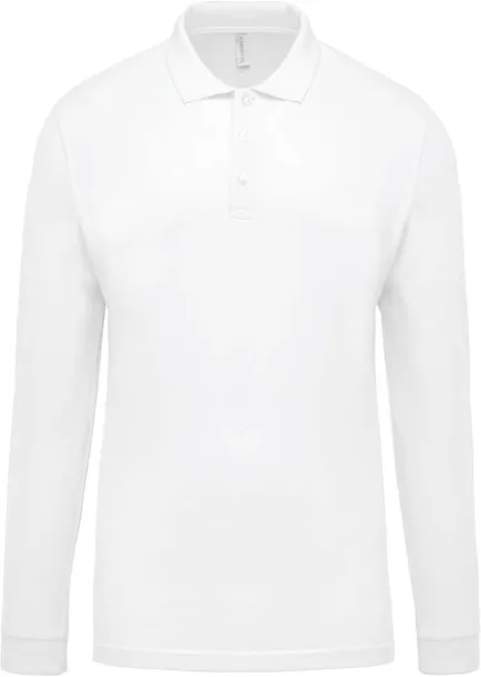  Muška polo pique majica dugih rukava, 180 g/m2 - Kariban Bijela