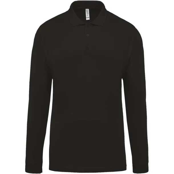  Muška polo pique majica dugih rukava, 180 g/m2 - Kariban Crna