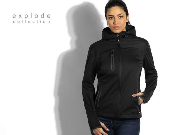 RIDER WOMEN women's softshell hooded jacket - EXPLODE Black