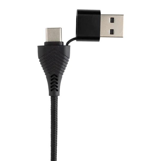 Link USB hub s dva ulaza od RCS reciklirane plastike i bambusa - XD Collection Crna 