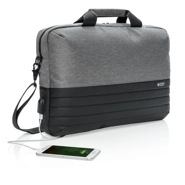  Swiss Peak RFID 15.6" laptop bag Cool Grey 9 Black