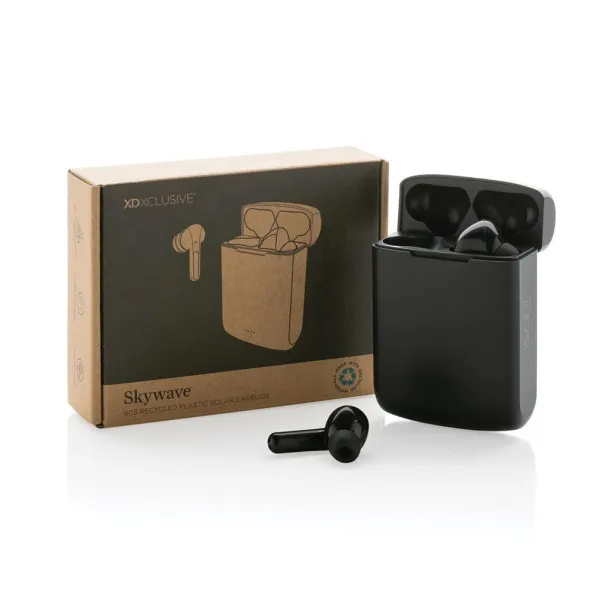  Skywave RCS recycled plastic solar earbuds - XD Xclusive Black 