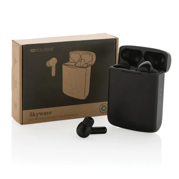  Skywave RCS recycled plastic solar earbuds - XD Xclusive Black 