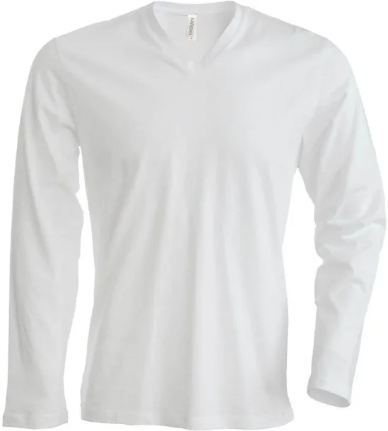  MEN'S LONG-SLEEVED V-NECK T-SHIRT - Kariban White