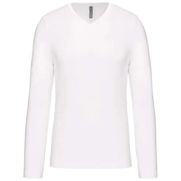  MEN'S LONG-SLEEVED V-NECK T-SHIRT - Kariban White