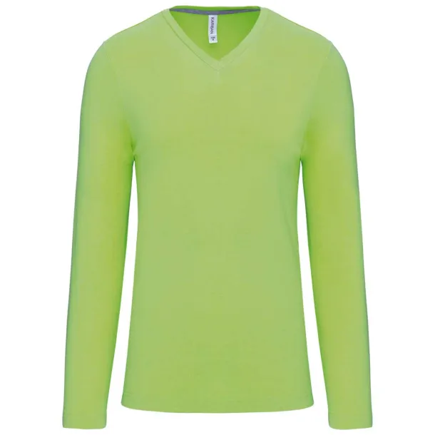  MEN'S LONG-SLEEVED V-NECK T-SHIRT - Kariban Lime