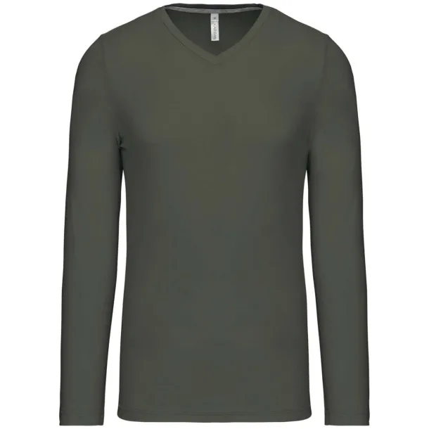  MEN'S LONG-SLEEVED V-NECK T-SHIRT - Kariban Šumski zelena