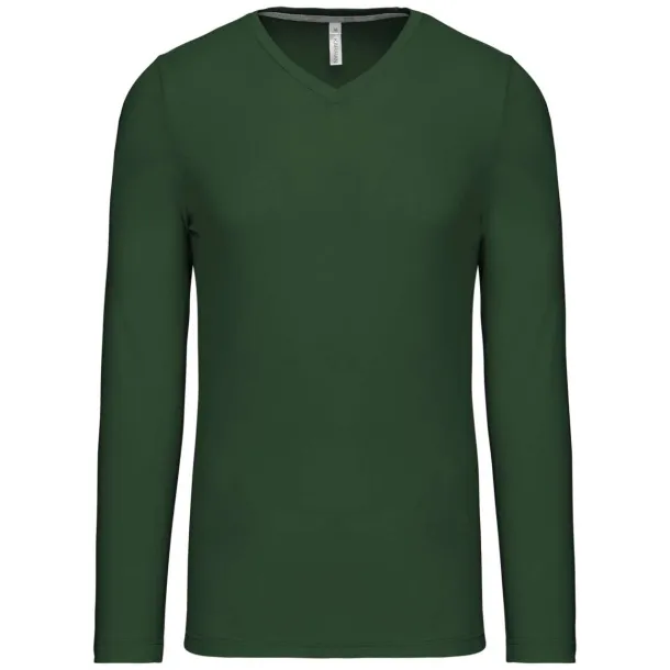  MEN'S LONG-SLEEVED V-NECK T-SHIRT - Kariban Šumski zelena