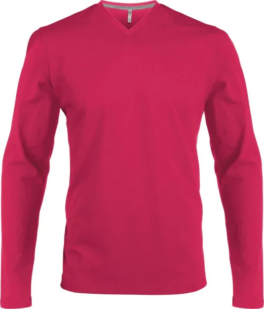  MEN'S LONG-SLEEVED V-NECK T-SHIRT - Kariban Fuchsia