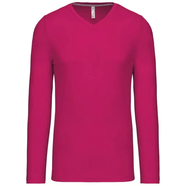  MEN'S LONG-SLEEVED V-NECK T-SHIRT - Kariban Fuchsia