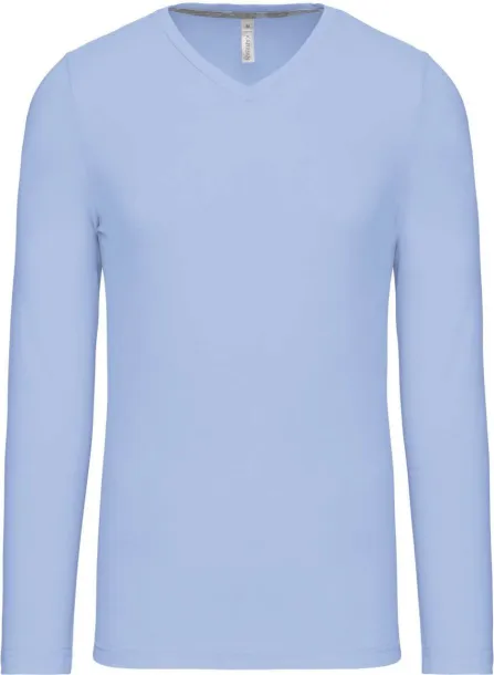  MEN'S LONG-SLEEVED V-NECK T-SHIRT - Kariban Sky blue