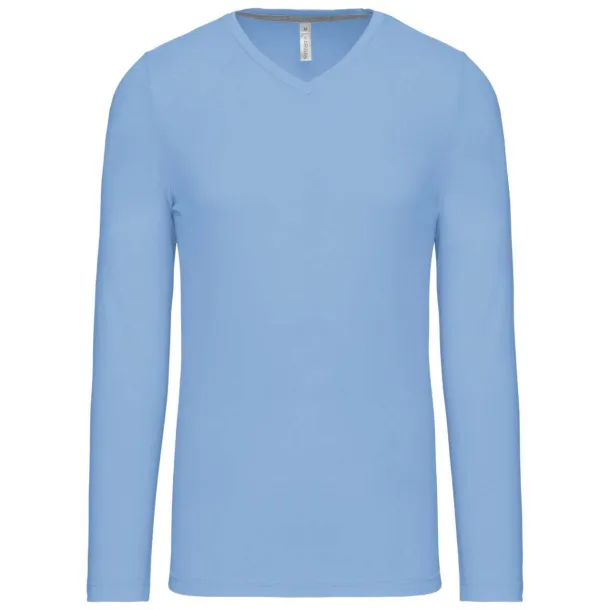  MEN'S LONG-SLEEVED V-NECK T-SHIRT - Kariban Sky blue