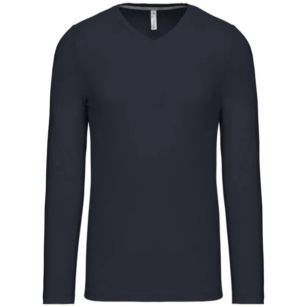  Muška V majica dugih rukava, 180 g/m2 - Kariban Mornarsko plava