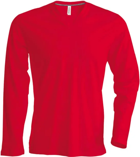  MEN'S LONG-SLEEVED V-NECK T-SHIRT - Kariban Red