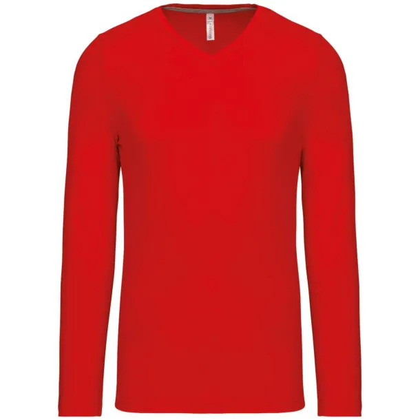  MEN'S LONG-SLEEVED V-NECK T-SHIRT - Kariban Red