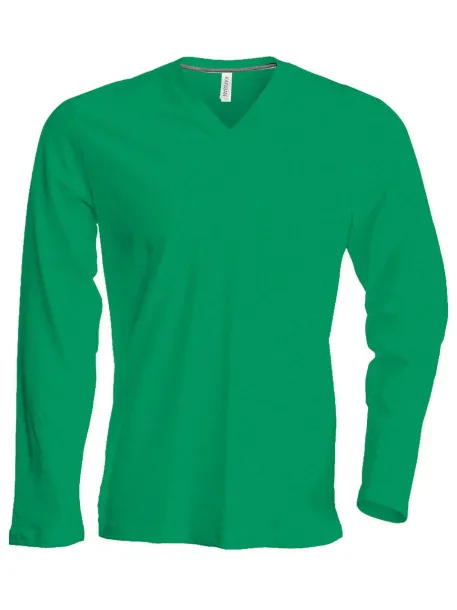  MEN'S LONG-SLEEVED V-NECK T-SHIRT - Kariban Kelly Green