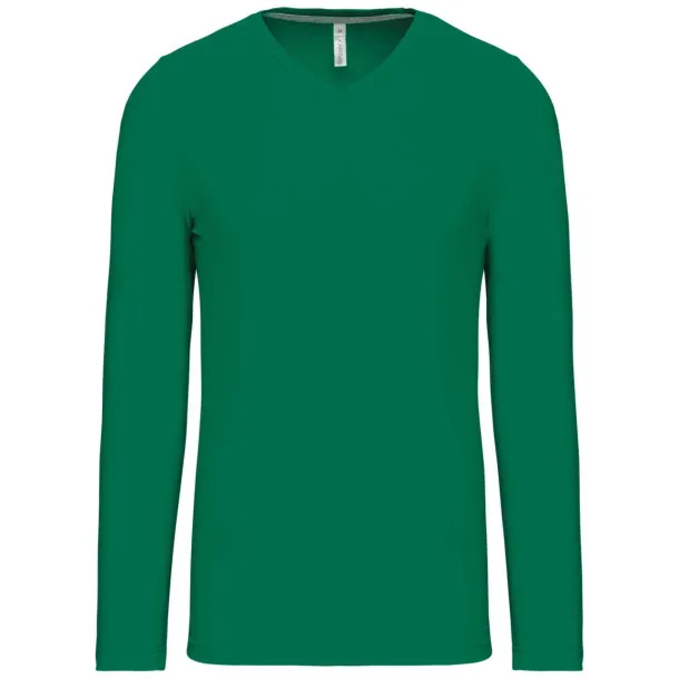  MEN'S LONG-SLEEVED V-NECK T-SHIRT - Kariban Kelly zelena