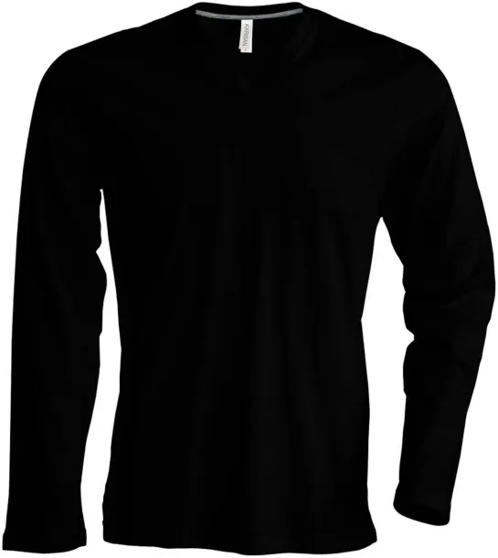  MEN'S LONG-SLEEVED V-NECK T-SHIRT - Kariban Black