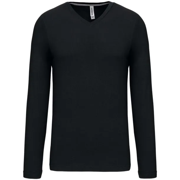 Muška V majica dugih rukava, 180 g/m2 - Kariban Crna