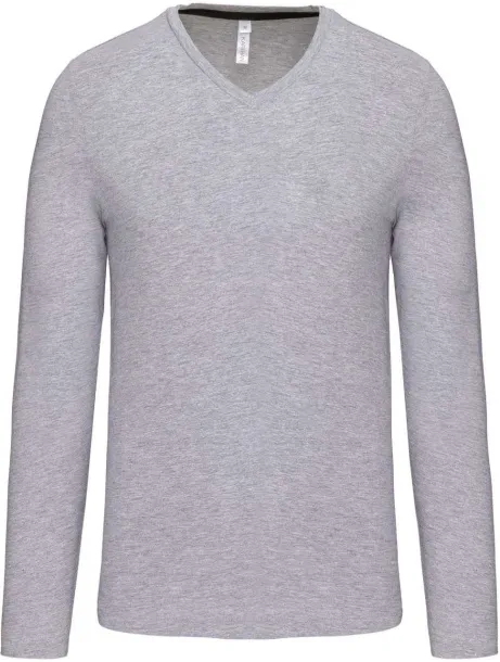  MEN'S LONG-SLEEVED V-NECK T-SHIRT - Kariban Oxford Grey