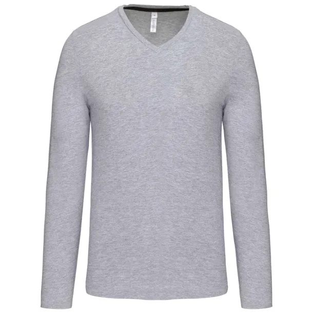  MEN'S LONG-SLEEVED V-NECK T-SHIRT - Kariban Oxford Grey