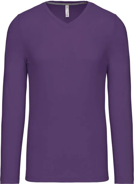  MEN'S LONG-SLEEVED V-NECK T-SHIRT - Kariban Ljubičasta