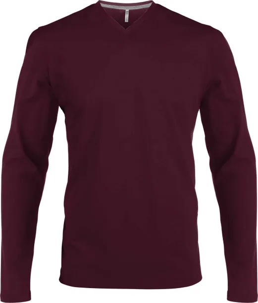  MEN'S LONG-SLEEVED V-NECK T-SHIRT - Kariban Wine