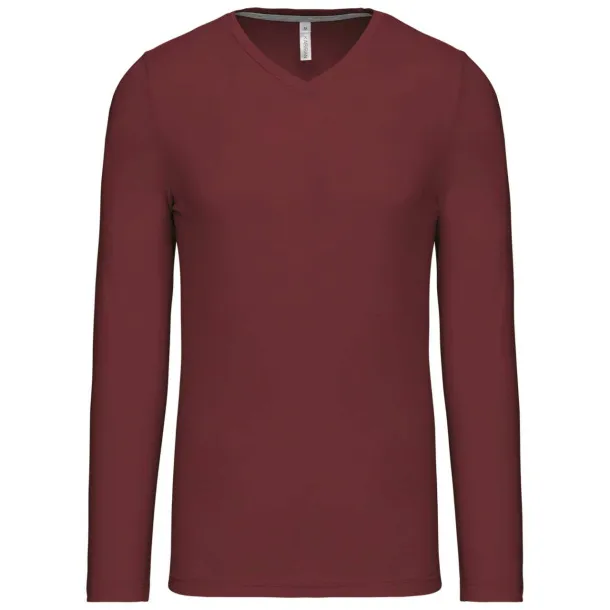  MEN'S LONG-SLEEVED V-NECK T-SHIRT - Kariban Wine