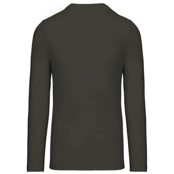  MEN'S LONG-SLEEVED V-NECK T-SHIRT - Kariban Tamno siva