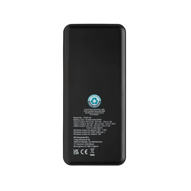  Fenwick RCS recycled plastic 10000mah  3 in 1 fast powerbank - XD Collection Black 