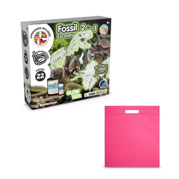 2 in 1 Fossil Excavation Kit IV Educational game supplied with a non-woven gift bag (80 g/m²) Pink