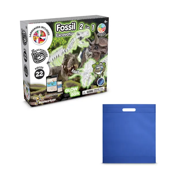 2 in 1 Fossil Excavation Kit IV Educational game supplied with a non-woven gift bag (80 g/m²) Royal blue