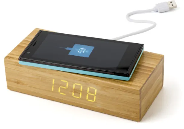  Bamboo wireless charger and clock Rosie